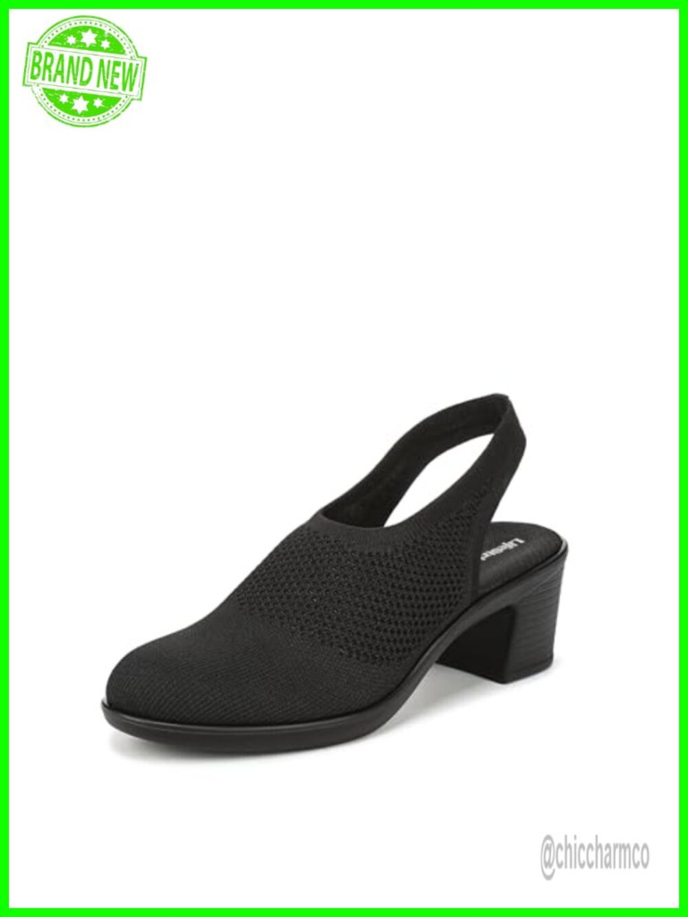 Women's Slingback Pumps Block Heel Round Toe Machine Washable